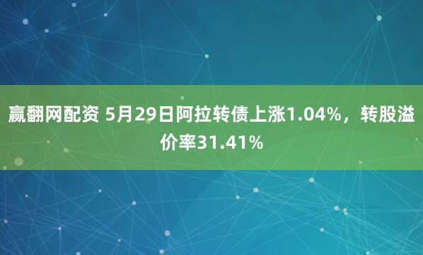 赢翻网配资 5月29日阿拉转债上涨1.04%，转股溢价率31.41%